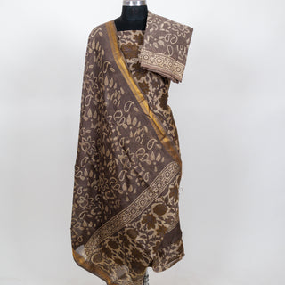 Vanaspati Ajrakh Handblock Maheshwari Suit Material with Maheshwari Dupatta