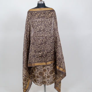 Vanaspati Ajrakh Handblock Maheshwari Suit Material with Maheshwari Dupatta
