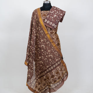 Vanaspati Ajrakh Handblock Maheshwari Suit Material with Maheshwari Dupatta
