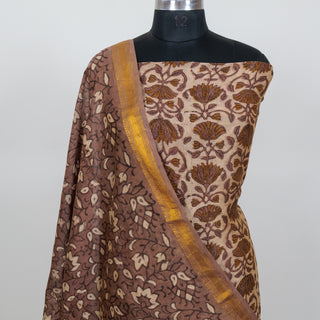 Vanaspati Ajrakh Handblock Maheshwari Suit Material with Maheshwari Dupatta