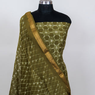 Needle Shibori Handblock Maheshwari Suit Material with Maheshwari Dupatta