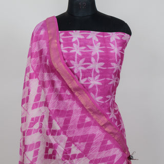Needle Shibori Handblock Maheshwari Suit Material with Maheshwari Dupatta