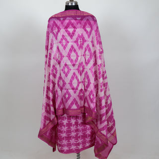 Needle Shibori Handblock Maheshwari Suit Material with Maheshwari Dupatta