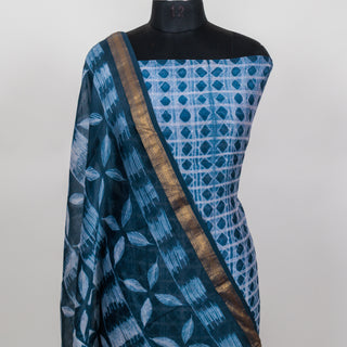 Needle Shibori Handblock Maheshwari Suit Material with Maheshwari Dupatta