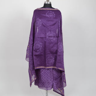 Handblock Chanderi Suit Material with Chanderi Dupatta