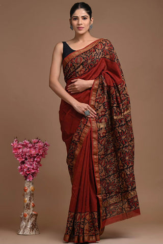 Maheshwari Silk Saree with Unstitched Blouse Piece