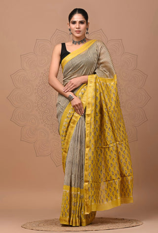 Maheshwari Silk Saree with Unstitched Blouse Piece (Lining Included)