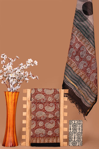 Hand block kota doria suit set for office wear with Lining included