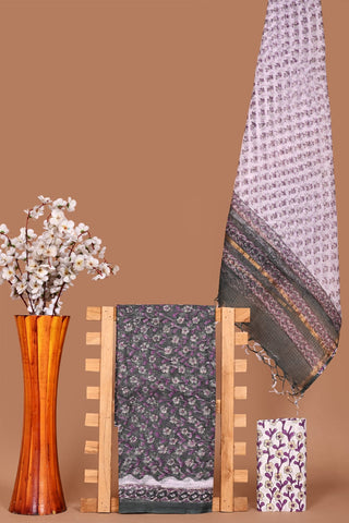 Hand block kota doria suit set for office wear with Lining included