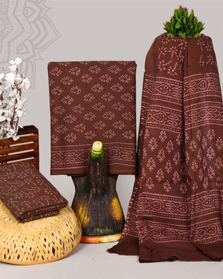Handblock Cotton Suit Material with Cotton Dupatta