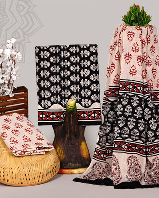Handblock Cotton Suit Material with Cotton Dupatta