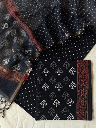 Cotton Handblock Office Wear Suit fabric with Kota doria Dupatta