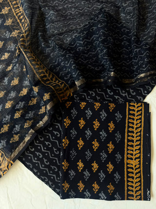 Cotton Handblock Office Wear Suit fabric with Kota doria Dupatta
