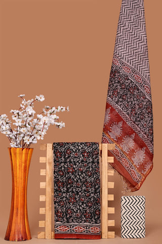 Hand block kota doria suit set for office wear with Lining included