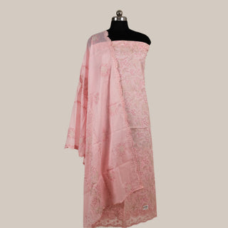 Peach  Color Office Wear Suit Dress Material fabric with cotton dupatta