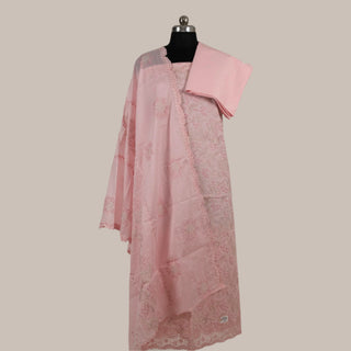 Peach  Color Office Wear Suit Dress Material fabric with cotton dupatta