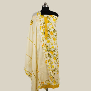 Yellow Color Office Wear Suit Dress Material fabric with cotton dupatta