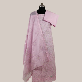 Pink Color Office Wear Suit Dress Material fabric with cotton dupatta