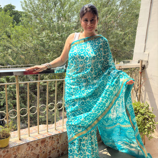 Maheshwari Silk Saree with Unstitched Blouse Piece