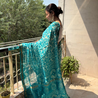 Maheshwari Silk Saree with Unstitched Blouse Piece