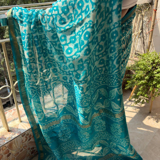 Maheshwari Silk Saree with Unstitched Blouse Piece