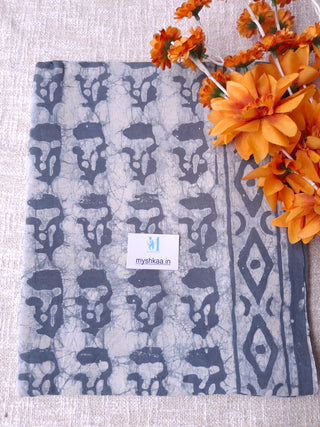 Green Cotton Handblock Office Wear Suit fabric with Kota Doria Dupatta