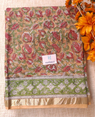 Office Wear Kota Doria Cotton Saree with Unstitched blouse Piece