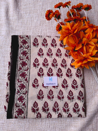 Off-White Cotton Handblock Office Wear Suit fabric with Kota Doria Dupatta