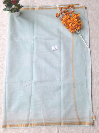 Akola Handblock Print Kota Doria Saree with Zari border and Unstitched Blouse Piece